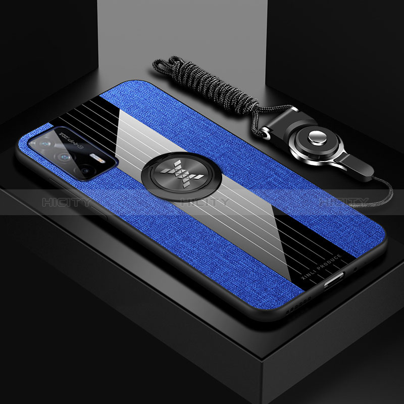 Coque Ultra Fine Silicone Souple Housse Etui avec Support Bague Anneau Aimante Magnetique X03L pour Realme GT 5G Bleu Plus