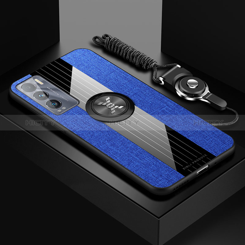 Coque Ultra Fine Silicone Souple Housse Etui avec Support Bague Anneau Aimante Magnetique X03L pour Realme GT Master Explorer 5G Bleu Plus