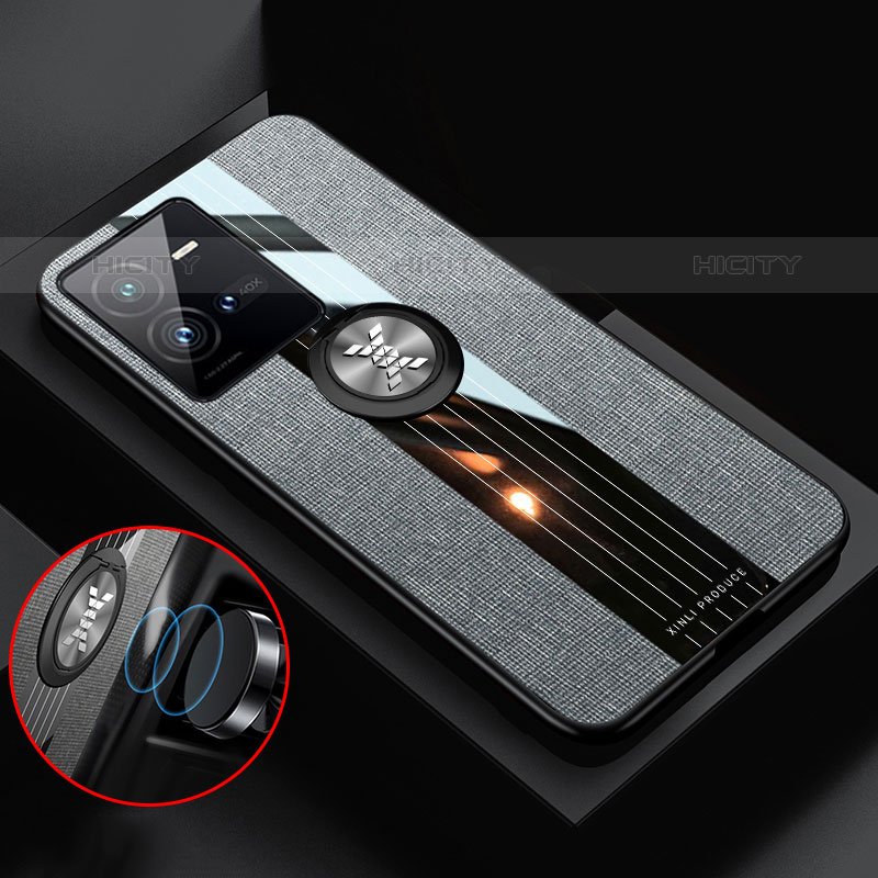 Coque Ultra Fine Silicone Souple Housse Etui avec Support Bague Anneau Aimante Magnetique X03L pour Vivo iQOO 9T 5G Plus