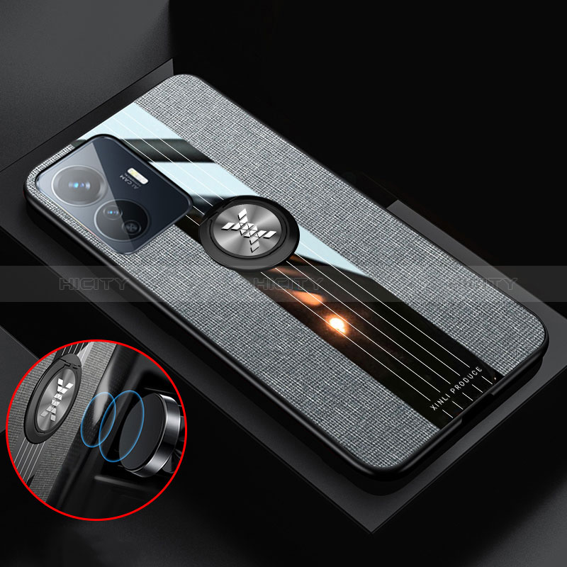 Coque Ultra Fine Silicone Souple Housse Etui avec Support Bague Anneau Aimante Magnetique X03L pour Vivo Y77e t1 Plus