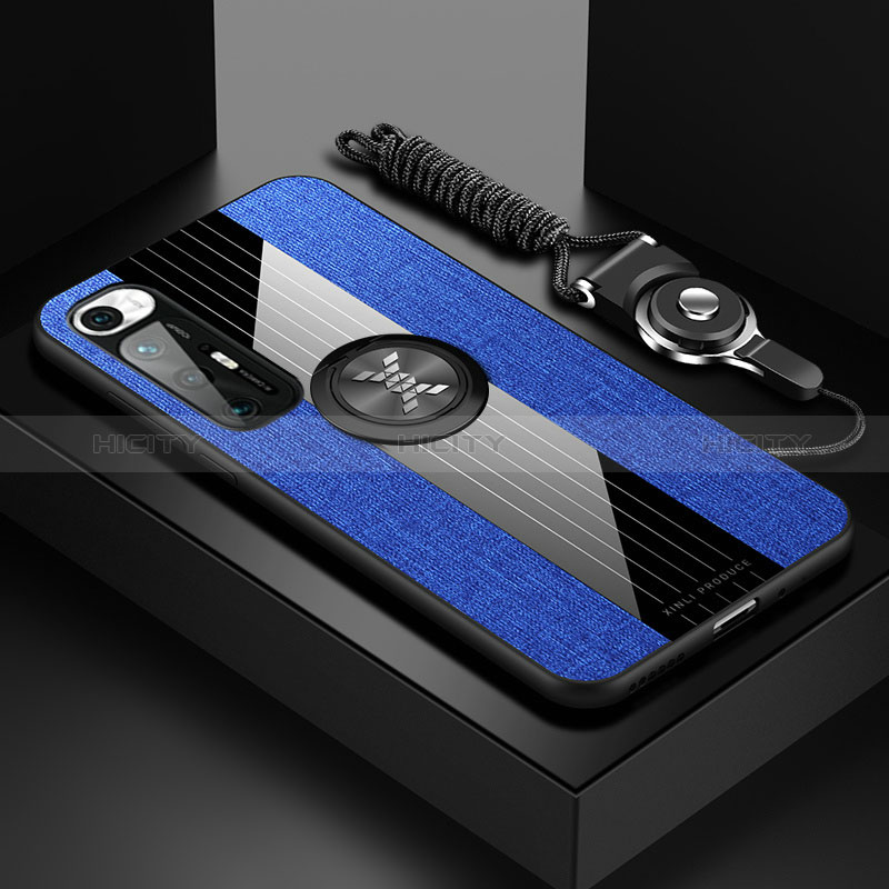 Coque Ultra Fine Silicone Souple Housse Etui avec Support Bague Anneau Aimante Magnetique X03L pour Xiaomi Mi 10S 5G Bleu Plus