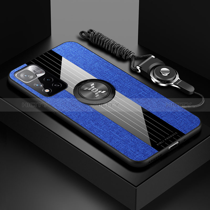 Coque Ultra Fine Silicone Souple Housse Etui avec Support Bague Anneau Aimante Magnetique X03L pour Xiaomi Mi 11i 5G (2022) Bleu Plus