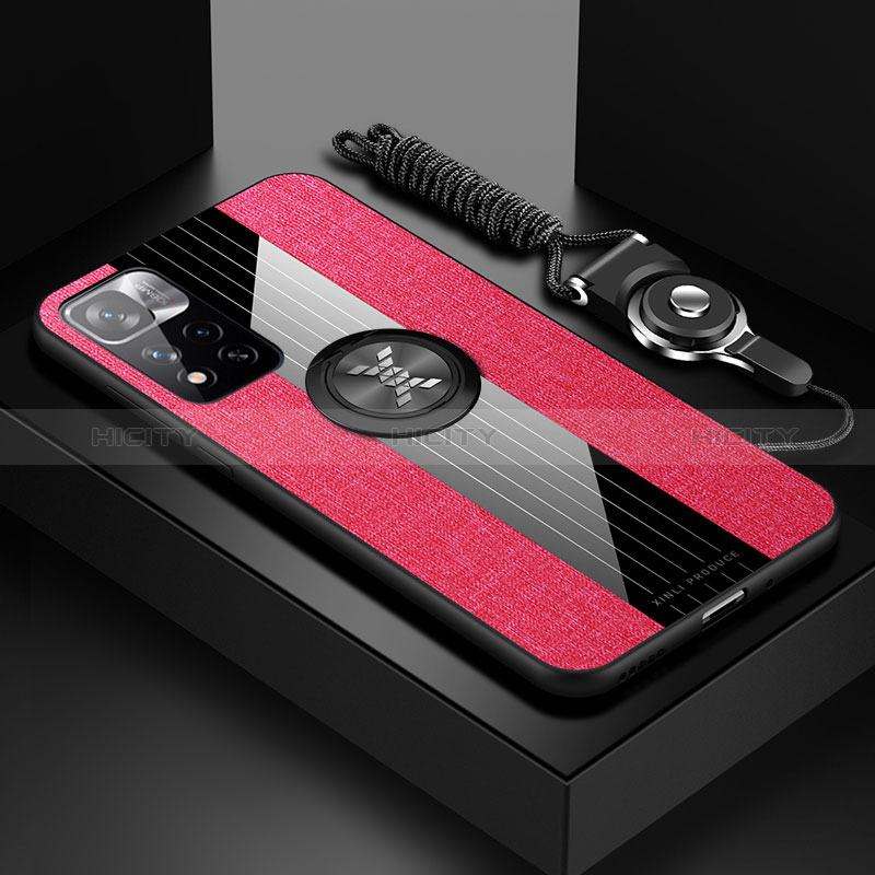 Coque Ultra Fine Silicone Souple Housse Etui avec Support Bague Anneau Aimante Magnetique X03L pour Xiaomi Mi 11i 5G (2022) Rouge Plus
