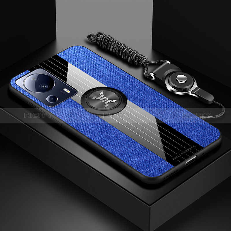 Coque Ultra Fine Silicone Souple Housse Etui avec Support Bague Anneau Aimante Magnetique X03L pour Xiaomi Mi 12 Lite NE 5G Bleu Plus