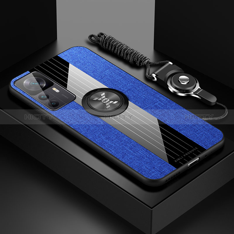 Coque Ultra Fine Silicone Souple Housse Etui avec Support Bague Anneau Aimante Magnetique X03L pour Xiaomi Mi 12T Pro 5G Bleu Plus