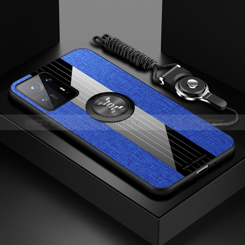 Coque Ultra Fine Silicone Souple Housse Etui avec Support Bague Anneau Aimante Magnetique X03L pour Xiaomi Mi Mix 4 5G Bleu Plus