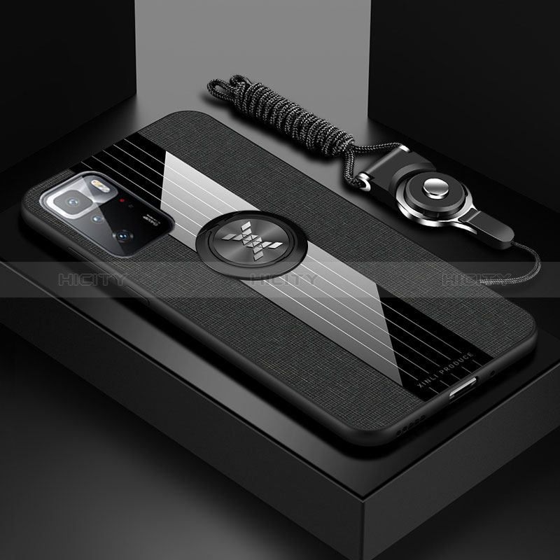 Coque Ultra Fine Silicone Souple Housse Etui avec Support Bague Anneau Aimante Magnetique X03L pour Xiaomi Poco X3 GT 5G Noir Plus