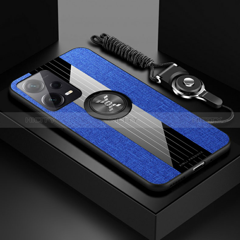 Coque Ultra Fine Silicone Souple Housse Etui avec Support Bague Anneau Aimante Magnetique X03L pour Xiaomi Poco X5 5G Bleu Plus