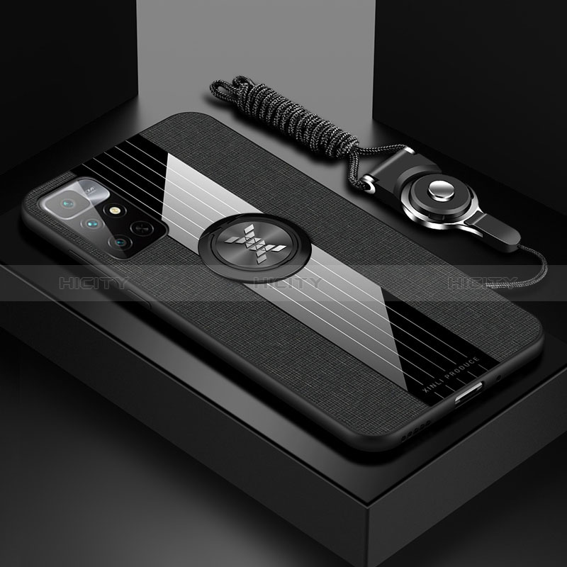 Coque Ultra Fine Silicone Souple Housse Etui avec Support Bague Anneau Aimante Magnetique X03L pour Xiaomi Redmi 10 (2022) Noir Plus