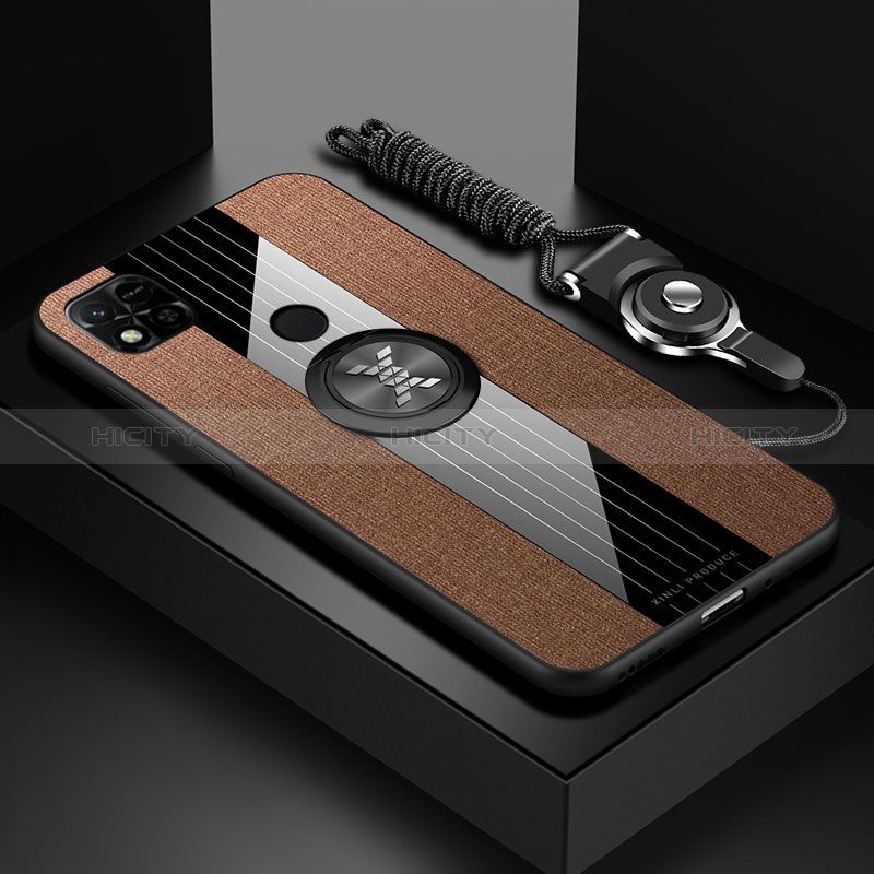 Coque Ultra Fine Silicone Souple Housse Etui avec Support Bague Anneau Aimante Magnetique X03L pour Xiaomi Redmi 9 India Marron Plus