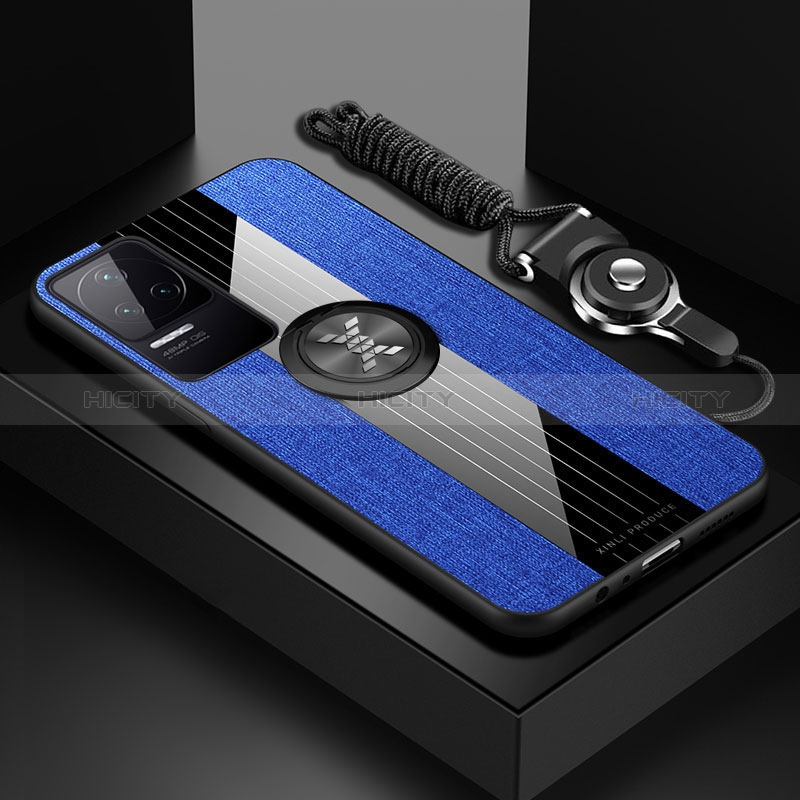 Coque Ultra Fine Silicone Souple Housse Etui avec Support Bague Anneau Aimante Magnetique X03L pour Xiaomi Redmi K40S 5G Bleu Plus