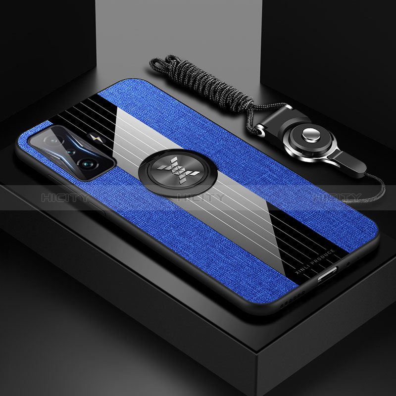 Coque Ultra Fine Silicone Souple Housse Etui avec Support Bague Anneau Aimante Magnetique X03L pour Xiaomi Redmi K50 Gaming 5G Bleu Plus