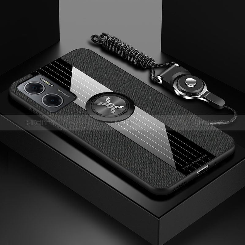 Coque Ultra Fine Silicone Souple Housse Etui avec Support Bague Anneau Aimante Magnetique X03L pour Xiaomi Redmi Note 11E 5G Noir Plus