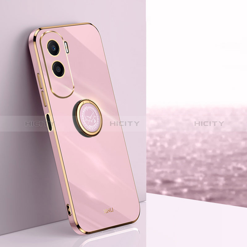 Coque Ultra Fine Silicone Souple Housse Etui avec Support Bague Anneau Aimante Magnetique XL1 pour Huawei Honor 90 Lite 5G Violet Clair Plus