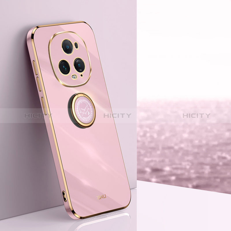 Coque Ultra Fine Silicone Souple Housse Etui avec Support Bague Anneau Aimante Magnetique XL1 pour Huawei Honor Magic5 Ultimate 5G Violet Clair Plus