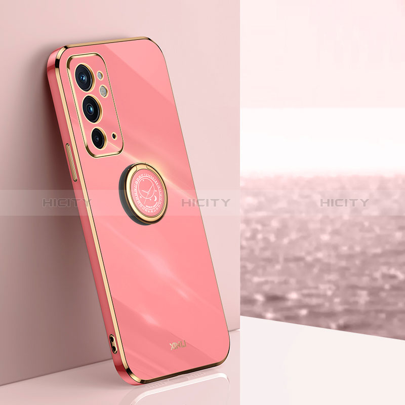 Coque Ultra Fine Silicone Souple Housse Etui avec Support Bague Anneau Aimante Magnetique XL1 pour OnePlus 9RT 5G Rose Rouge Plus