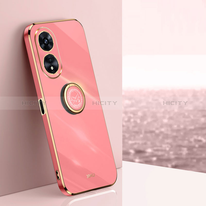 Coque Ultra Fine Silicone Souple Housse Etui avec Support Bague Anneau Aimante Magnetique XL1 pour Oppo A1 5G Rose Rouge Plus