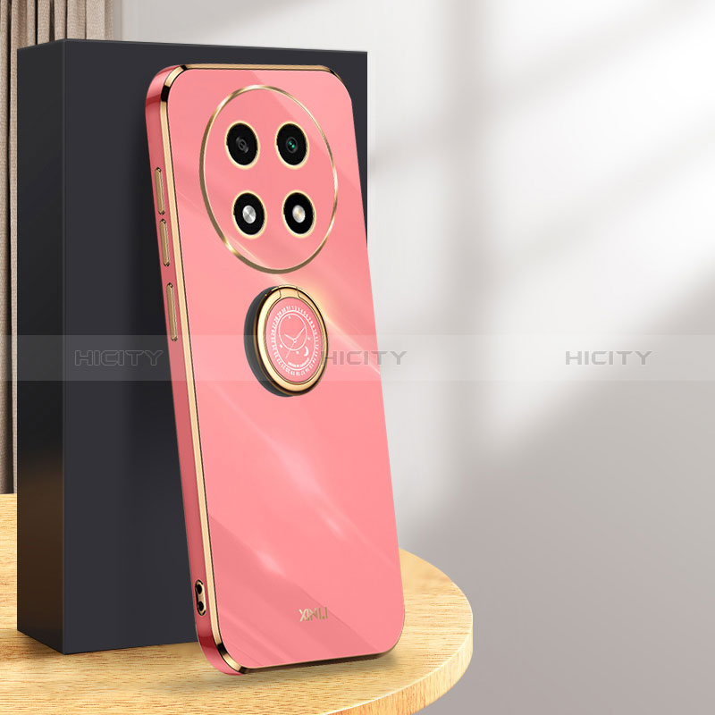 Coque Ultra Fine Silicone Souple Housse Etui avec Support Bague Anneau Aimante Magnetique XL1 pour Oppo A2 Pro 5G Rose Rouge Plus