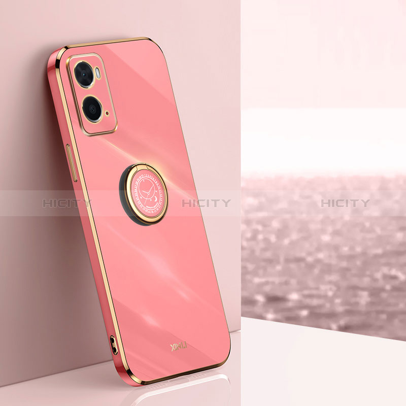 Coque Ultra Fine Silicone Souple Housse Etui avec Support Bague Anneau Aimante Magnetique XL1 pour Oppo A36 Rose Rouge Plus