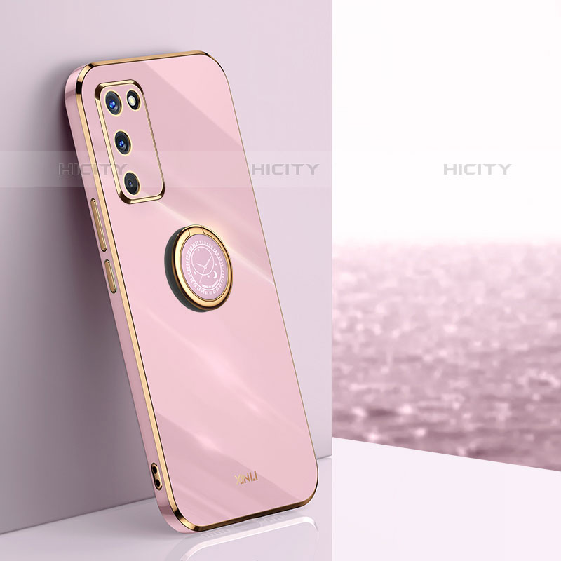 Coque Ultra Fine Silicone Souple Housse Etui avec Support Bague Anneau Aimante Magnetique XL1 pour Oppo A55 5G Rose Plus