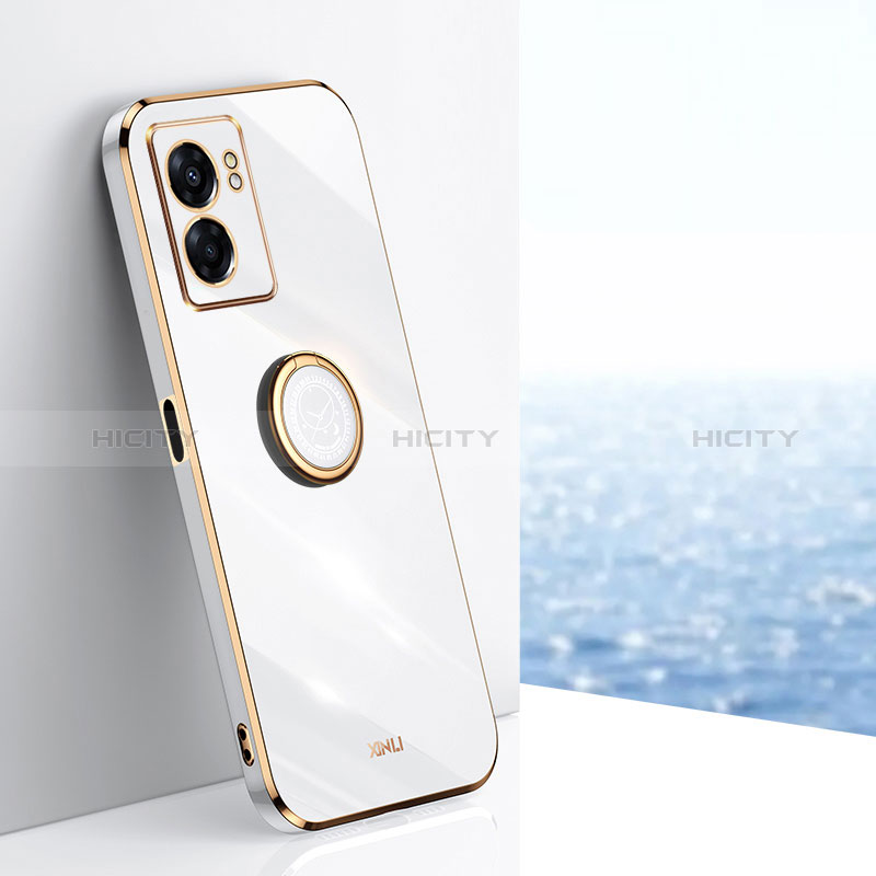 Coque Ultra Fine Silicone Souple Housse Etui avec Support Bague Anneau Aimante Magnetique XL1 pour Oppo A77 5G Blanc Plus