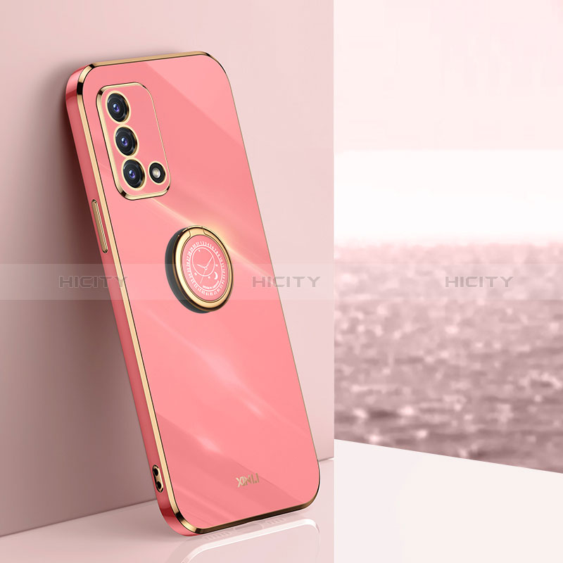 Coque Ultra Fine Silicone Souple Housse Etui avec Support Bague Anneau Aimante Magnetique XL1 pour Oppo A95 4G Rose Rouge Plus