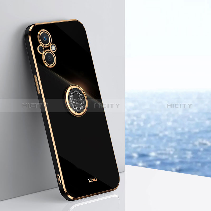 Coque Ultra Fine Silicone Souple Housse Etui avec Support Bague Anneau Aimante Magnetique XL1 pour Oppo A96 5G Noir Plus