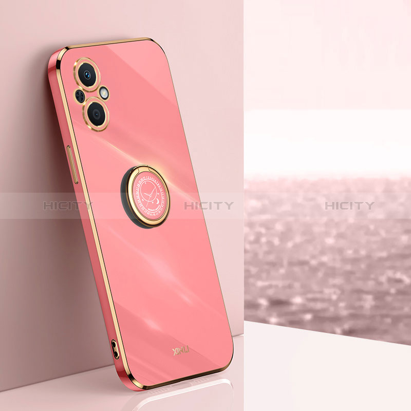 Coque Ultra Fine Silicone Souple Housse Etui avec Support Bague Anneau Aimante Magnetique XL1 pour Oppo A96 5G Rose Rouge Plus