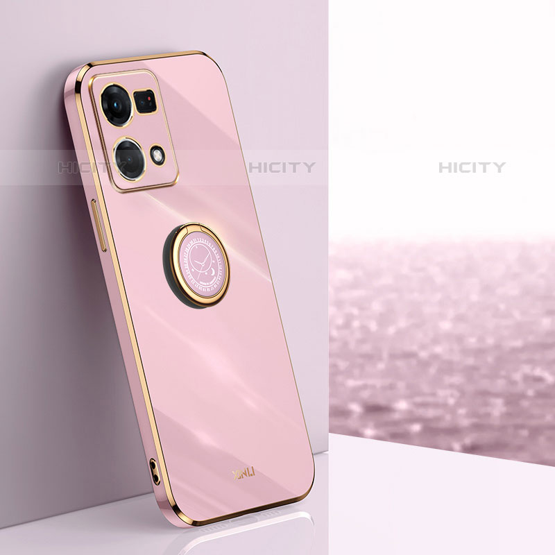 Coque Ultra Fine Silicone Souple Housse Etui avec Support Bague Anneau Aimante Magnetique XL1 pour Oppo F21 Pro 4G Rose Plus