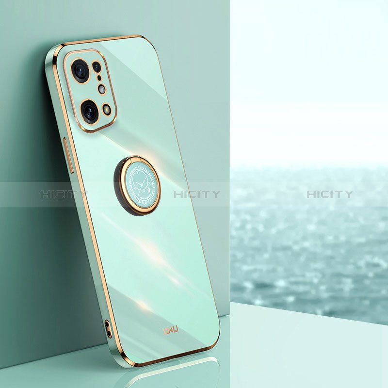 Coque Ultra Fine Silicone Souple Housse Etui avec Support Bague Anneau Aimante Magnetique XL1 pour Oppo Find X5 5G Vert Plus