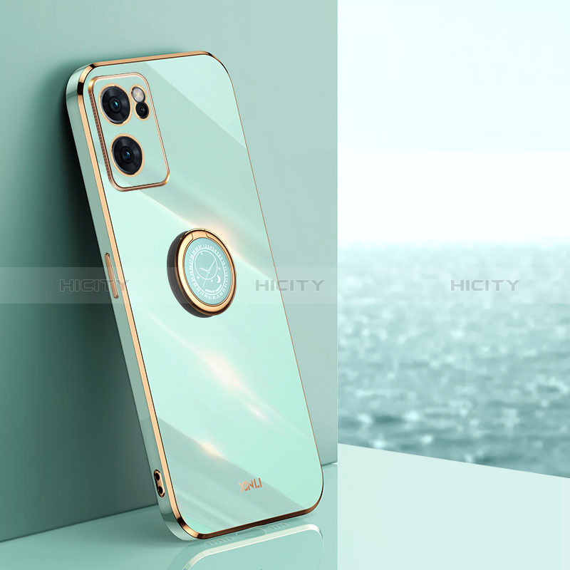 Coque Ultra Fine Silicone Souple Housse Etui avec Support Bague Anneau Aimante Magnetique XL1 pour Oppo Find X5 Lite 5G Vert Plus