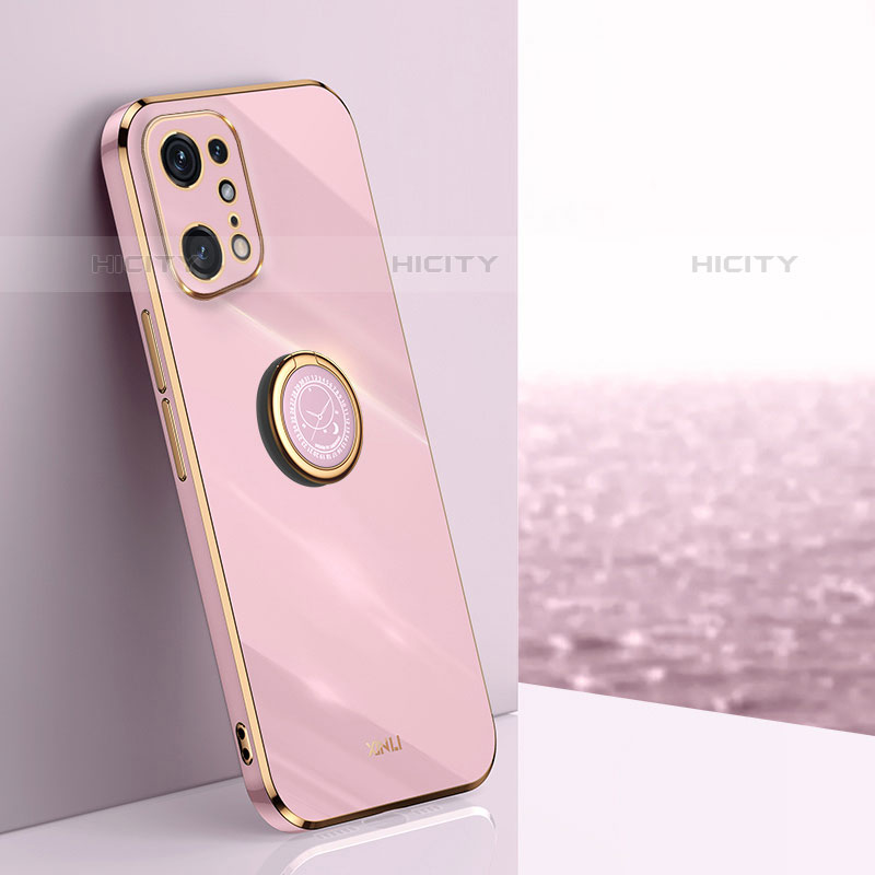 Coque Ultra Fine Silicone Souple Housse Etui avec Support Bague Anneau Aimante Magnetique XL1 pour Oppo Find X5 Pro 5G Rose Plus