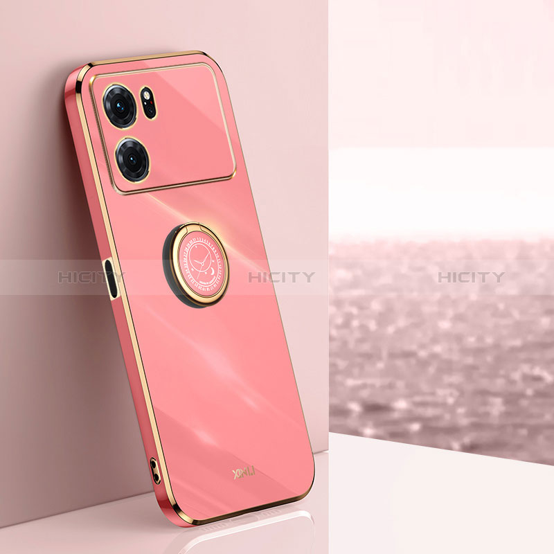 Coque Ultra Fine Silicone Souple Housse Etui avec Support Bague Anneau Aimante Magnetique XL1 pour Oppo K10 5G Rose Rouge Plus