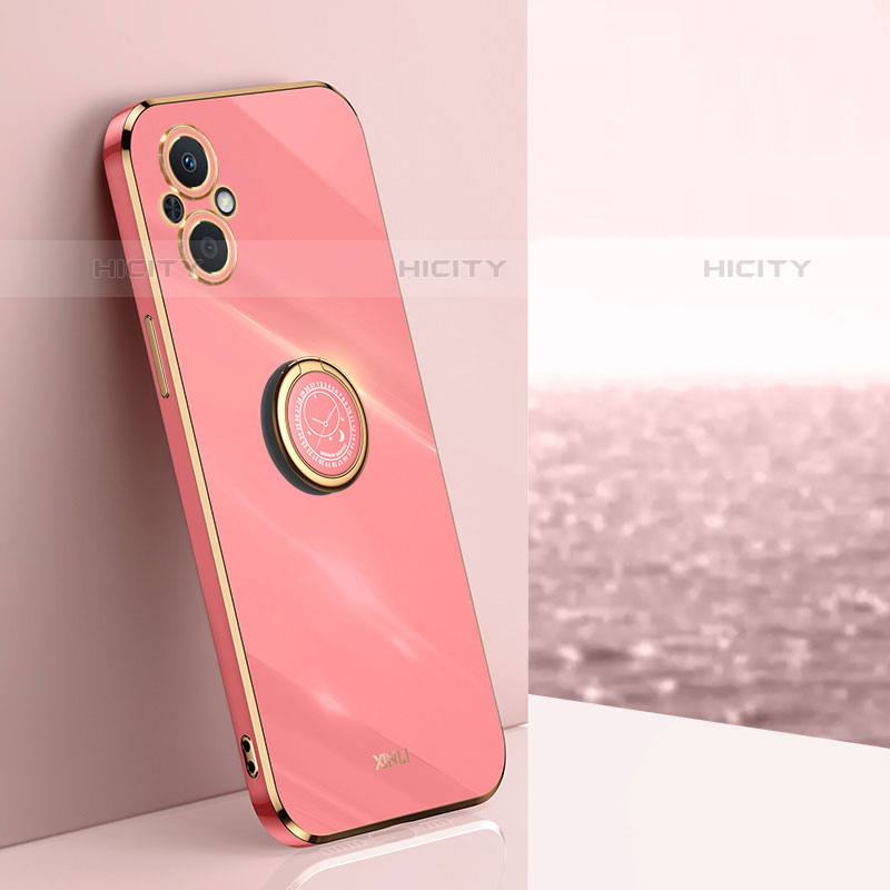 Coque Ultra Fine Silicone Souple Housse Etui avec Support Bague Anneau Aimante Magnetique XL1 pour Oppo Reno7 Lite 5G Rose Rouge Plus