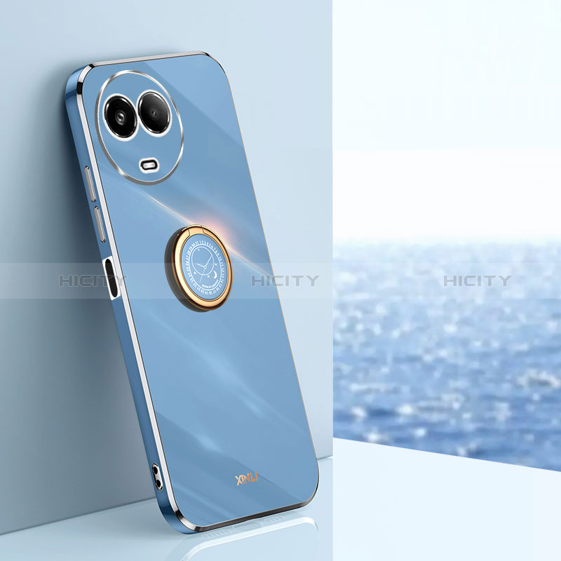 Coque Ultra Fine Silicone Souple Housse Etui avec Support Bague Anneau Aimante Magnetique XL1 pour Realme 11X 5G Bleu Plus