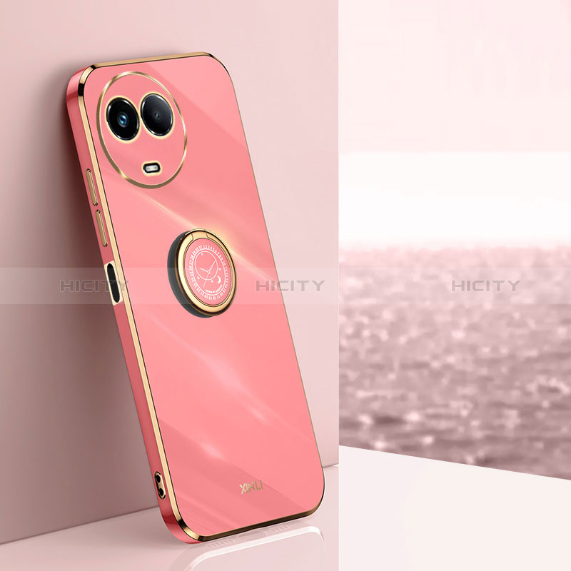 Coque Ultra Fine Silicone Souple Housse Etui avec Support Bague Anneau Aimante Magnetique XL1 pour Realme 11X 5G Rose Rouge Plus