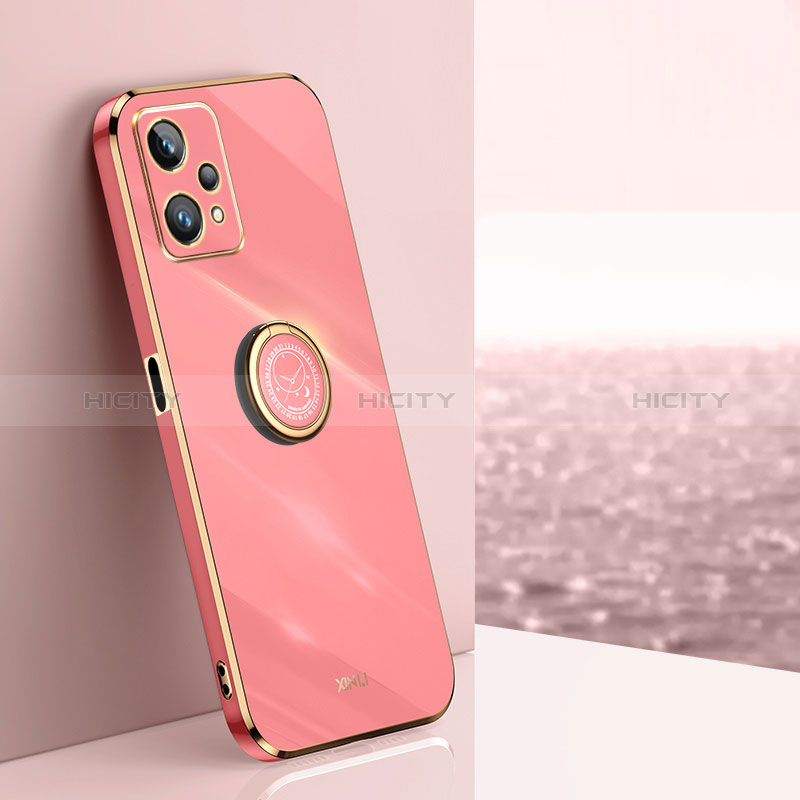 Coque Ultra Fine Silicone Souple Housse Etui avec Support Bague Anneau Aimante Magnetique XL1 pour Realme 9 Pro 5G Rose Rouge Plus