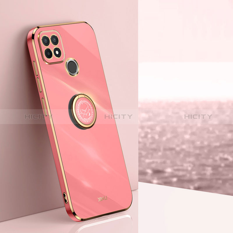 Coque Ultra Fine Silicone Souple Housse Etui avec Support Bague Anneau Aimante Magnetique XL1 pour Realme C21Y Rose Rouge Plus