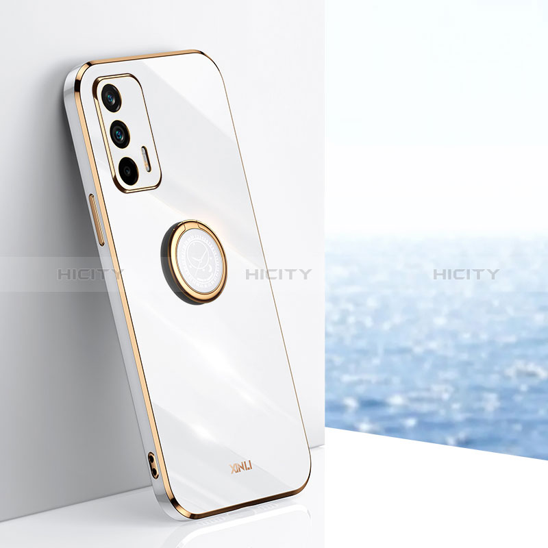 Coque Ultra Fine Silicone Souple Housse Etui avec Support Bague Anneau Aimante Magnetique XL1 pour Realme GT 5G Blanc Plus