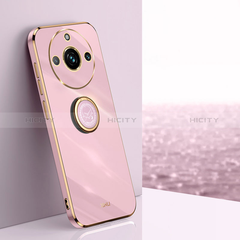 Coque Ultra Fine Silicone Souple Housse Etui avec Support Bague Anneau Aimante Magnetique XL1 pour Realme Narzo 60 Pro 5G Violet Clair Plus