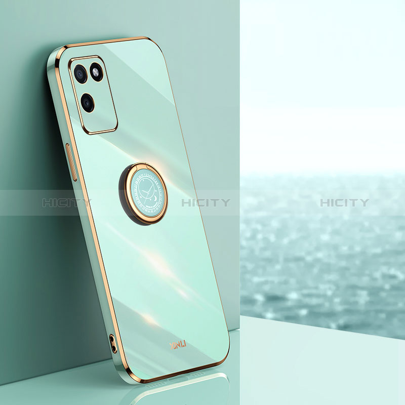 Coque Ultra Fine Silicone Souple Housse Etui avec Support Bague Anneau Aimante Magnetique XL1 pour Realme V11 5G Vert Plus