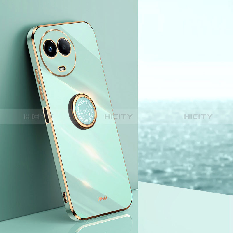 Coque Ultra Fine Silicone Souple Housse Etui avec Support Bague Anneau Aimante Magnetique XL1 pour Realme V50s 5G Vert Plus