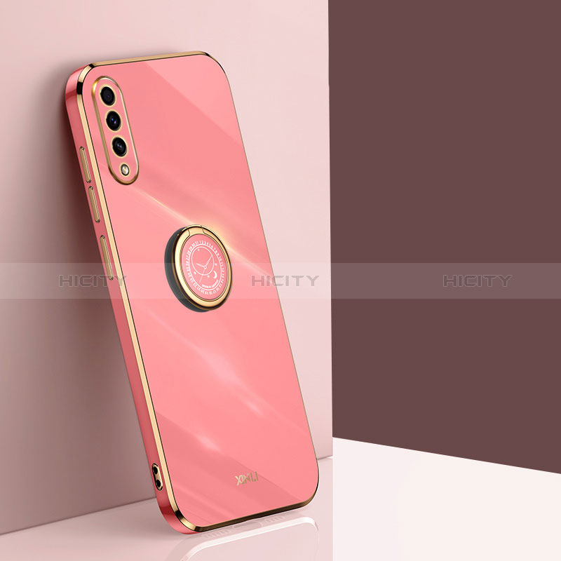 Coque Ultra Fine Silicone Souple Housse Etui avec Support Bague Anneau Aimante Magnetique XL1 pour Samsung Galaxy A50 Rose Rouge Plus