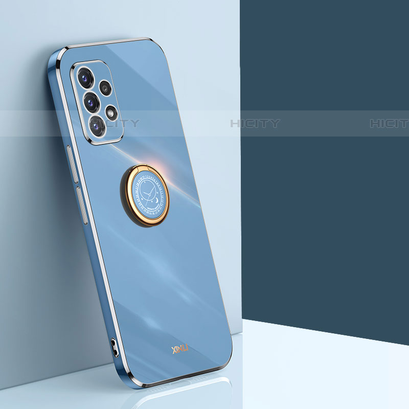 Coque Ultra Fine Silicone Souple Housse Etui avec Support Bague Anneau Aimante Magnetique XL1 pour Samsung Galaxy A52 5G Bleu Plus