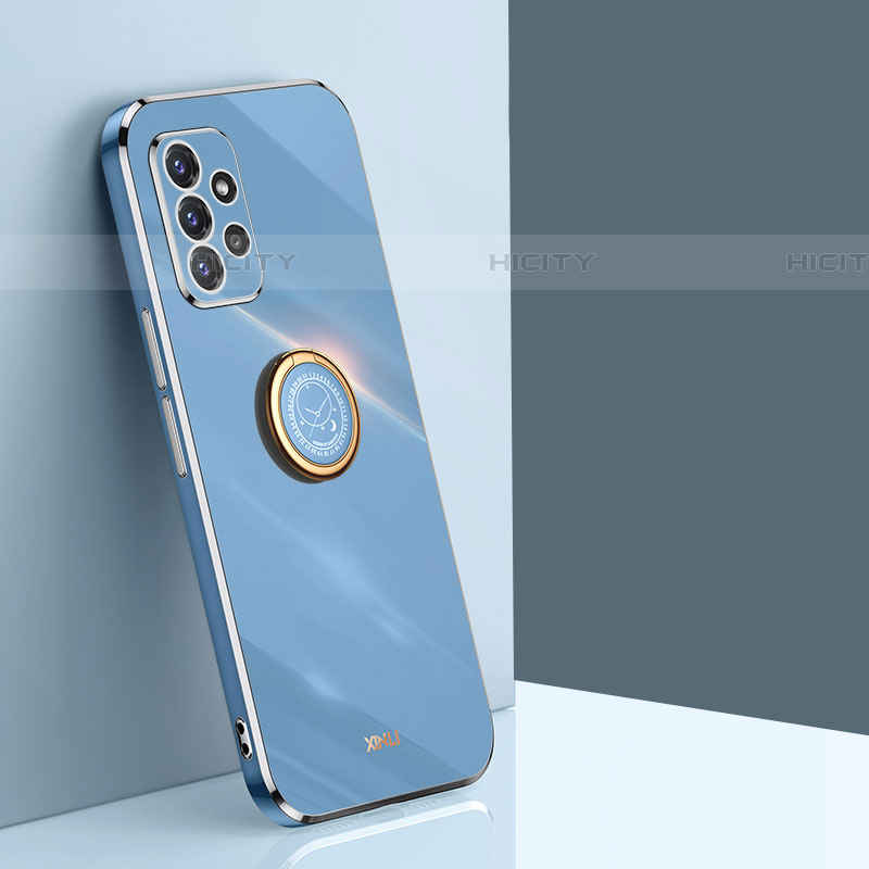 Coque Ultra Fine Silicone Souple Housse Etui avec Support Bague Anneau Aimante Magnetique XL1 pour Samsung Galaxy A72 5G Bleu Plus