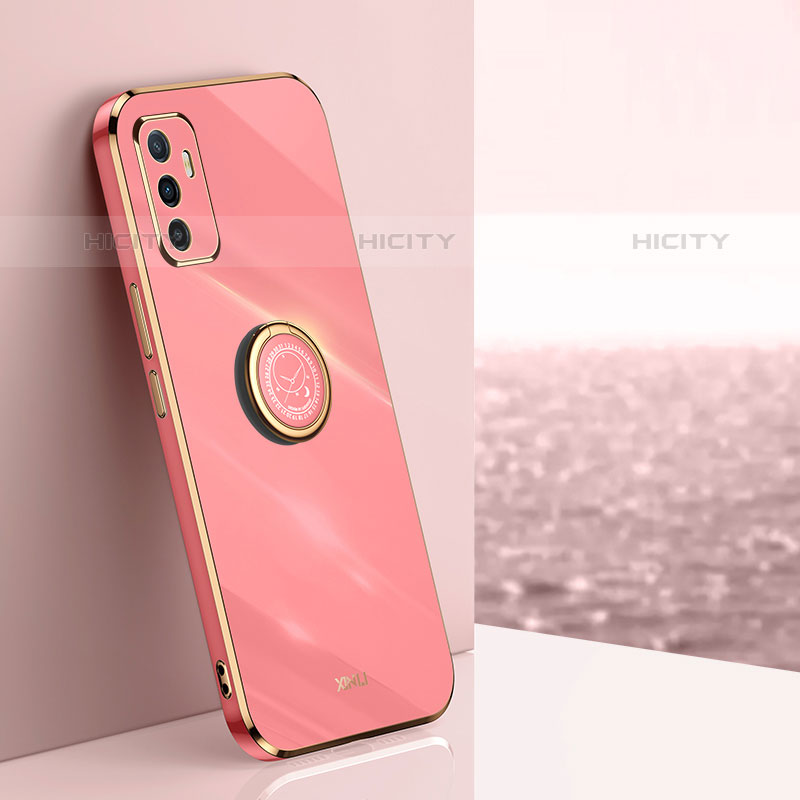 Coque Ultra Fine Silicone Souple Housse Etui avec Support Bague Anneau Aimante Magnetique XL1 pour Vivo V23e Rose Rouge Plus