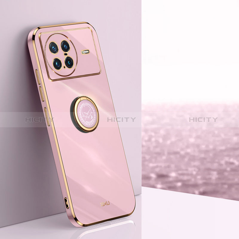 Coque Ultra Fine Silicone Souple Housse Etui avec Support Bague Anneau Aimante Magnetique XL1 pour Vivo X Note Rose Plus