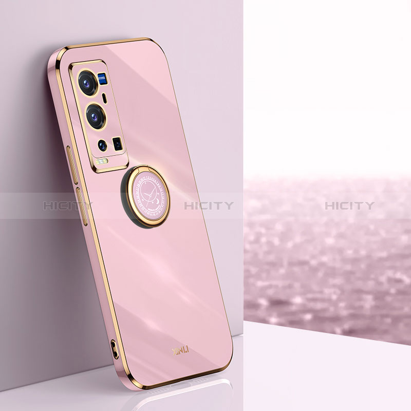 Coque Ultra Fine Silicone Souple Housse Etui avec Support Bague Anneau Aimante Magnetique XL1 pour Vivo X60 Pro+ Plus 5G Plus