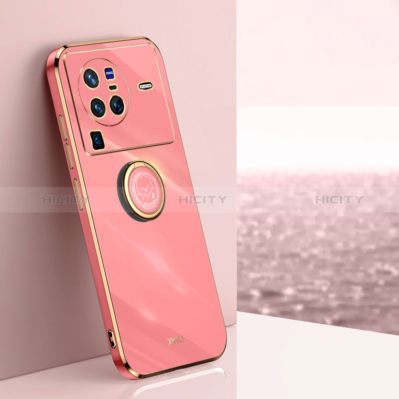 Coque Ultra Fine Silicone Souple Housse Etui avec Support Bague Anneau Aimante Magnetique XL1 pour Vivo X80 Pro 5G Plus