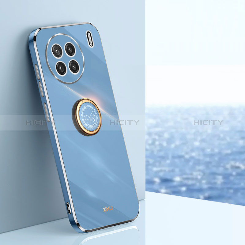 Coque Ultra Fine Silicone Souple Housse Etui avec Support Bague Anneau Aimante Magnetique XL1 pour Vivo X90 5G Bleu Plus